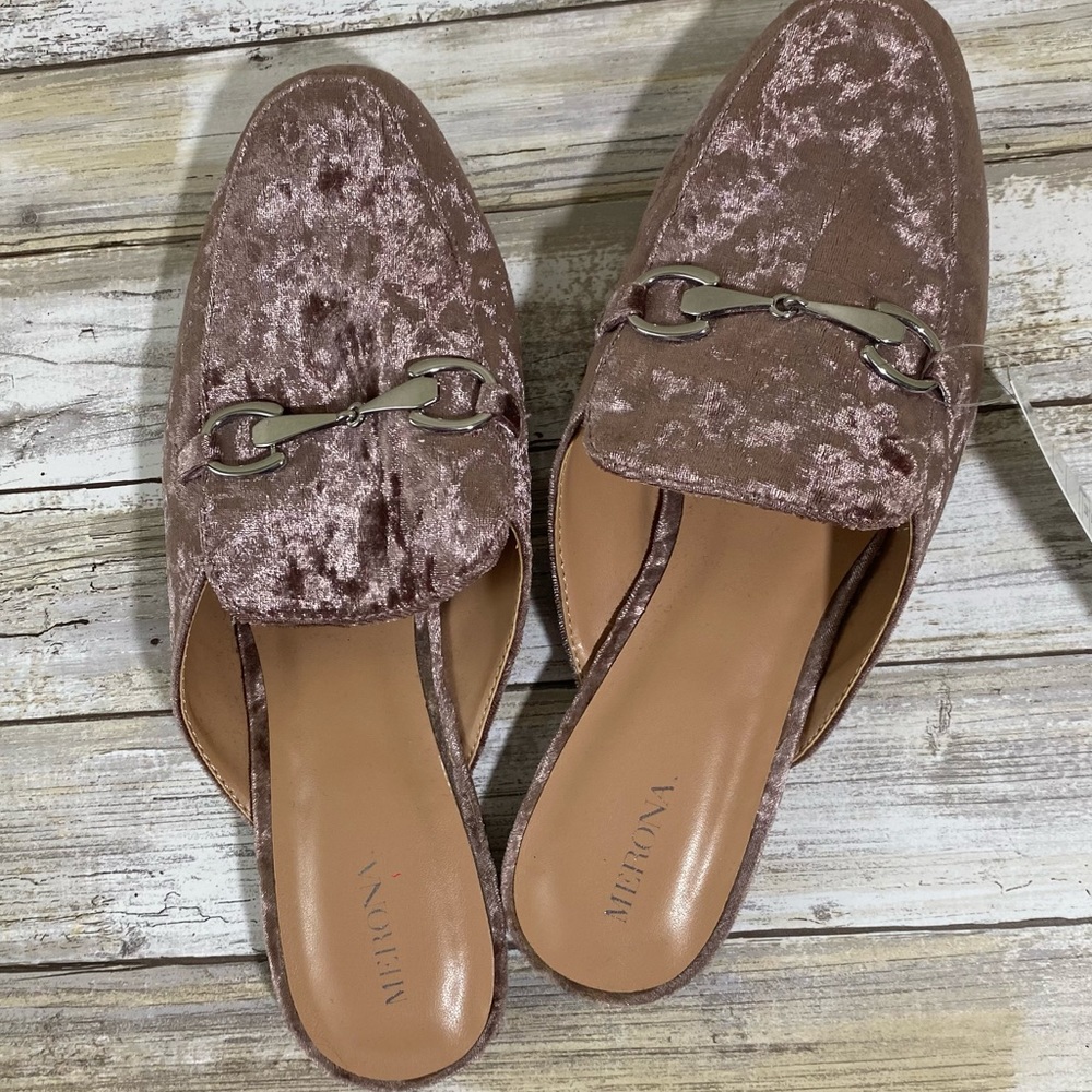 Merona Velvet Mules in Dusty Rose with Silver Accents